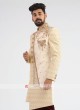 Golden Cream Silk Wedding Sherwani